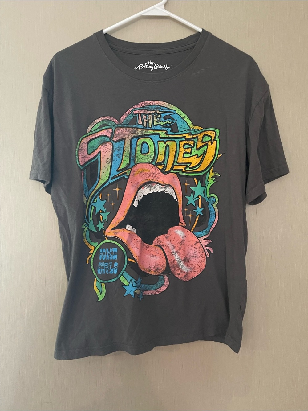 The Rolling Stones xl gray Retro Tongue Art Tee band tee graphic distressed